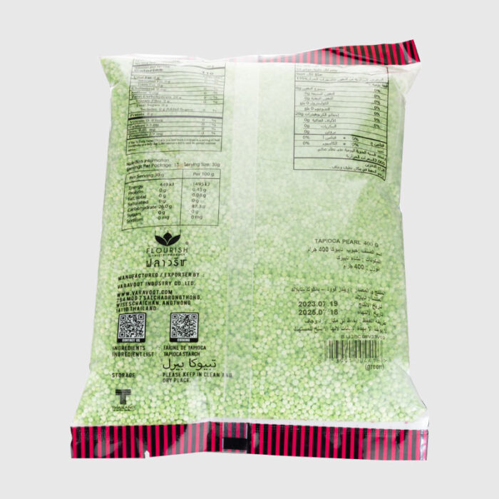 Flourish Small Tapioca Pearls (Green) - 400 Gr