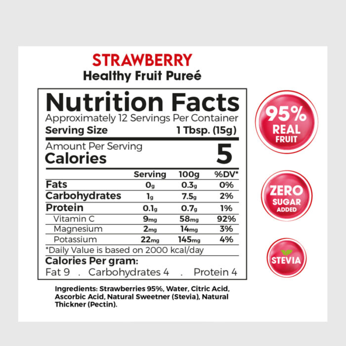 Zero Treat Strawberry Healthy Fruit Puree - 180 Gr