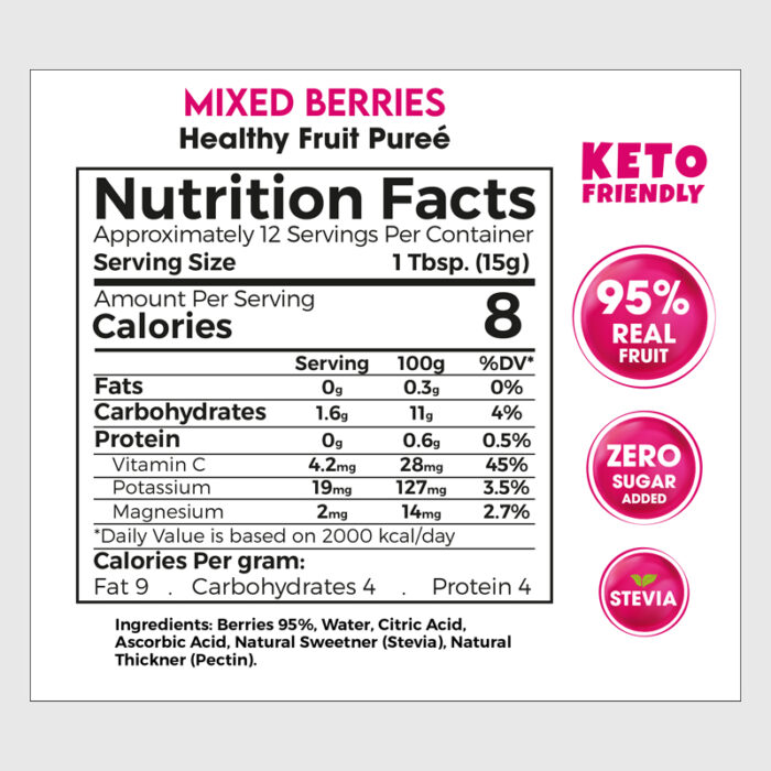 Zero Treat Mixed Berries Healthy Fruit Puree - 180 Gr